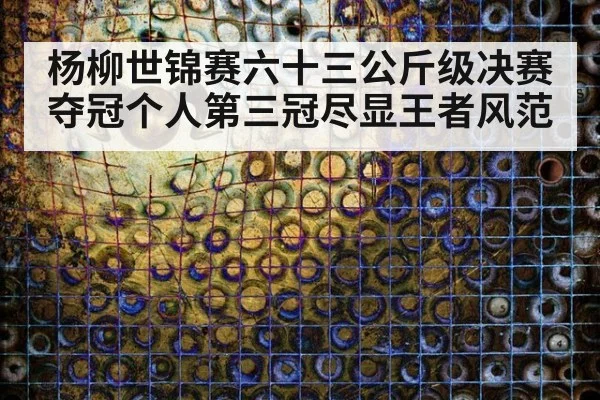 杨柳世锦赛六十三公斤级决赛夺冠个人第三冠尽显王者风范